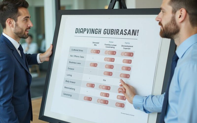 Comparison chart showing multiple business loan offers from different lenders side by side