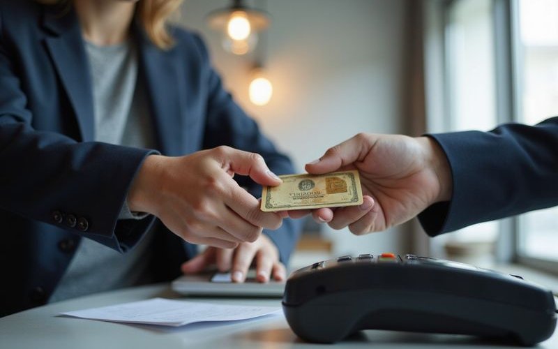 Credit card payment terminal processing transaction representing merchant cash advance revenue-based repayment