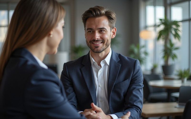 Dallas business owner interviewing job candidate for new position funded by working capital investment