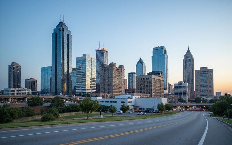 Dallas skyline with modern business district representing thriving local economy with diverse equipment financing needs
