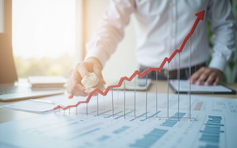 Graph showing seasonal business revenue fluctuations throughout year with peaks and valleys representing cash flow