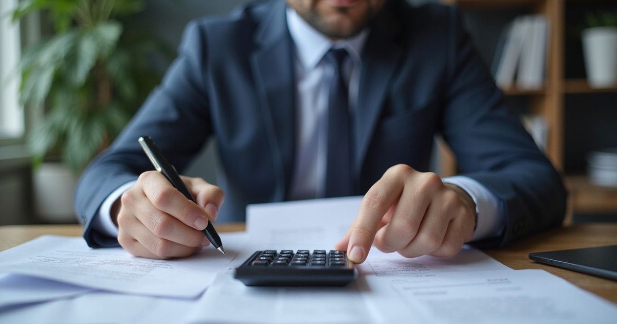 Business accountant calculating Section 179 tax deductions for equipment purchase