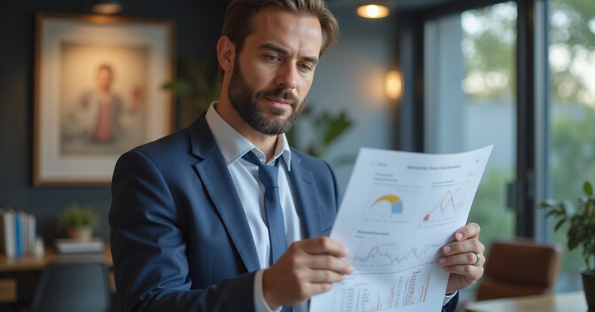 Business owner reviewing business credit score report for improvement strategies