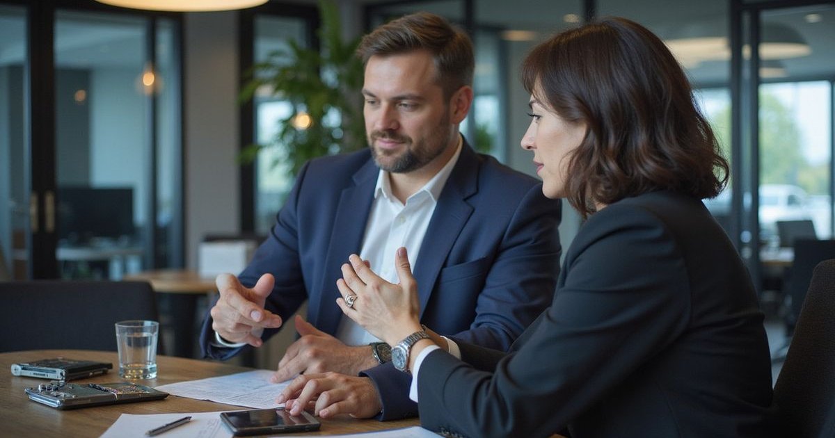 Dallas business owner reviewing equipment financing options with financial advisor